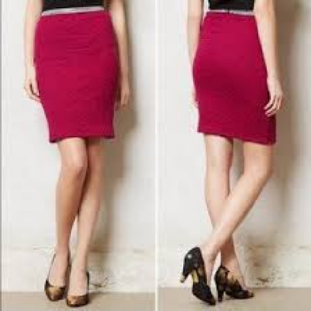Magenta Anthropologie Wool Blend Pencil Skirt Sz. Medium